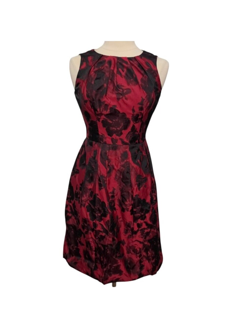 NWT Talbots Petite 4P Red Black Floral Jacquard Cocktail Party Dress